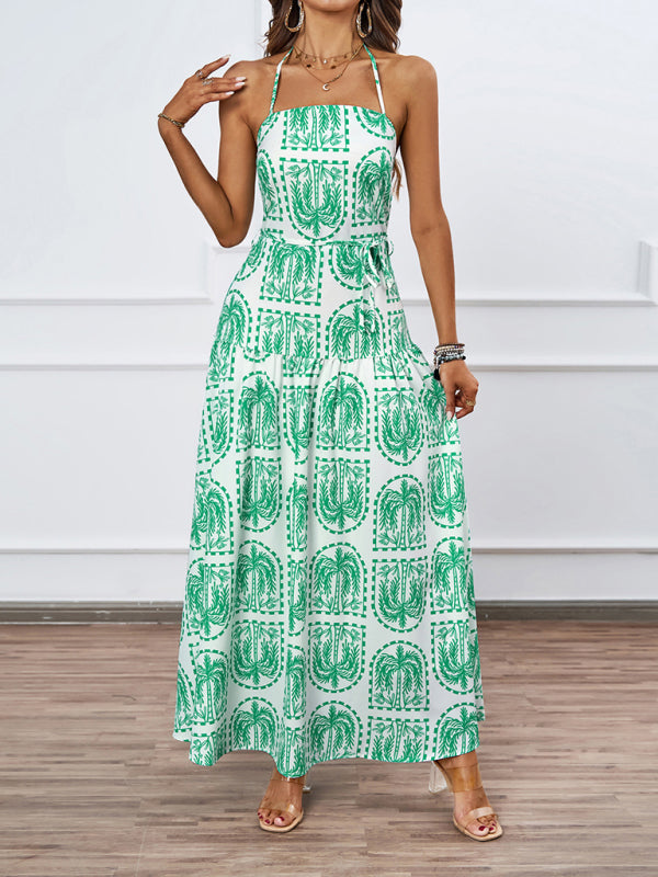 Casual Dresses - Casual Summer Halter Mid-Calf Dress