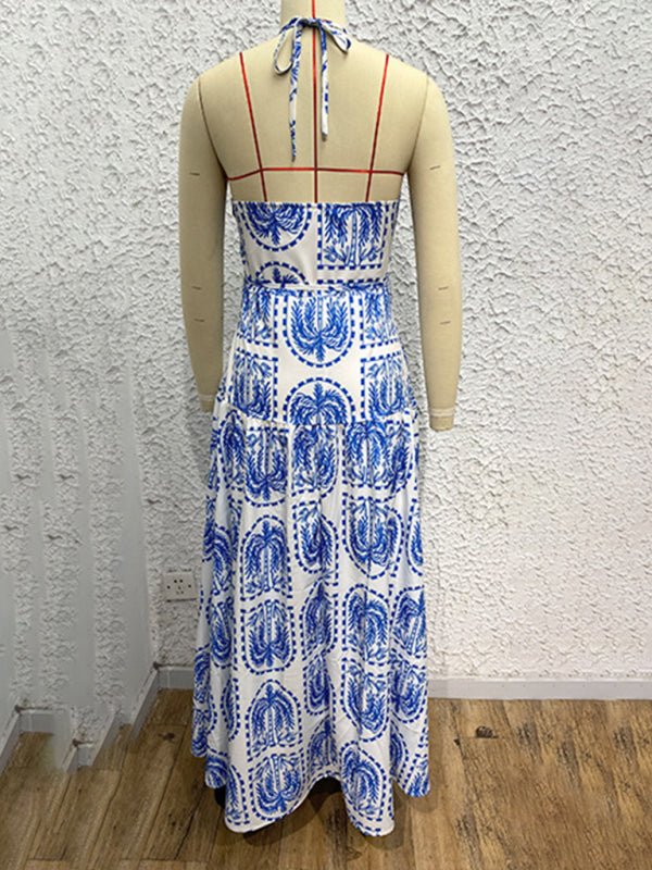 Casual Dresses - Casual Summer Halter Mid-Calf Dress