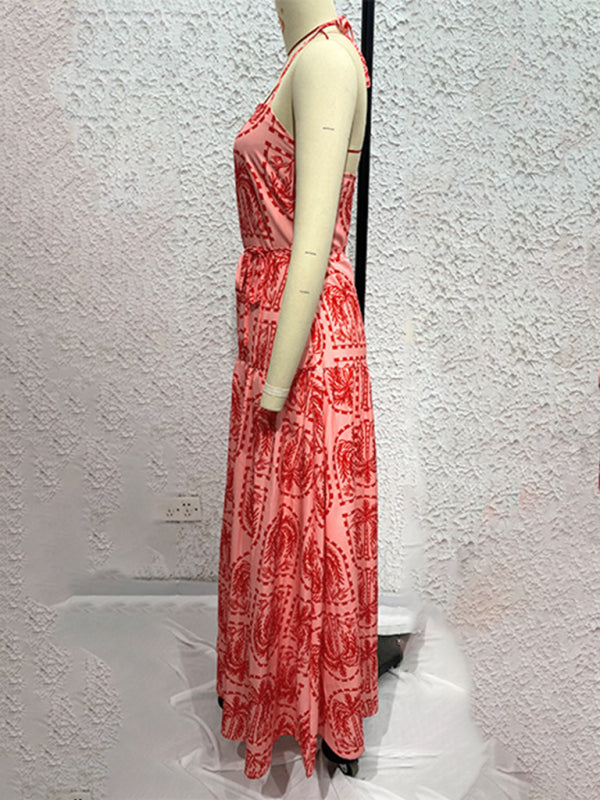 Casual Dresses - Casual Summer Halter Mid-Calf Dress