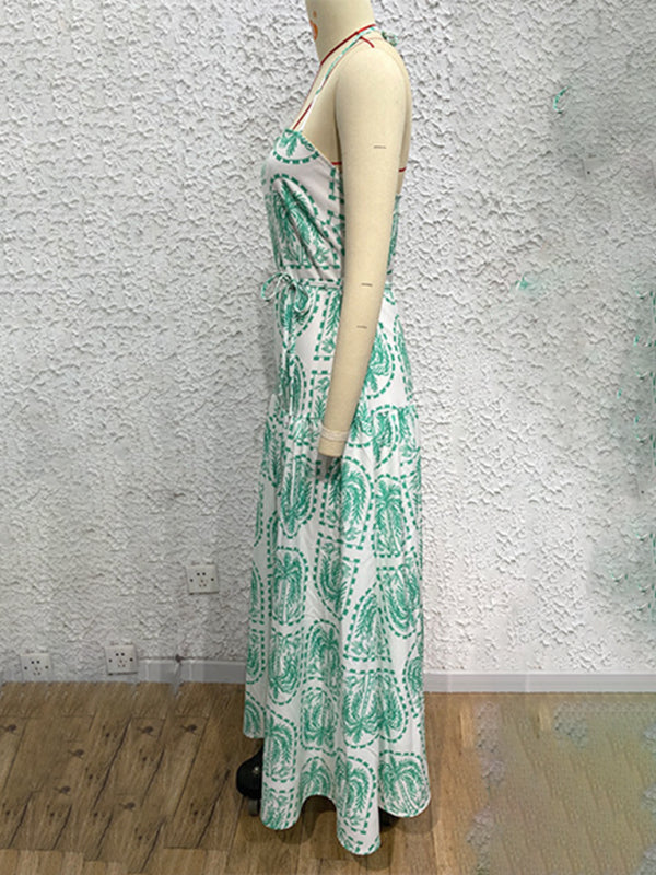 Casual Dresses - Casual Summer Halter Mid-Calf Dress