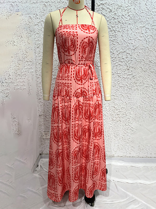 Casual Dresses - Casual Summer Halter Mid-Calf Dress