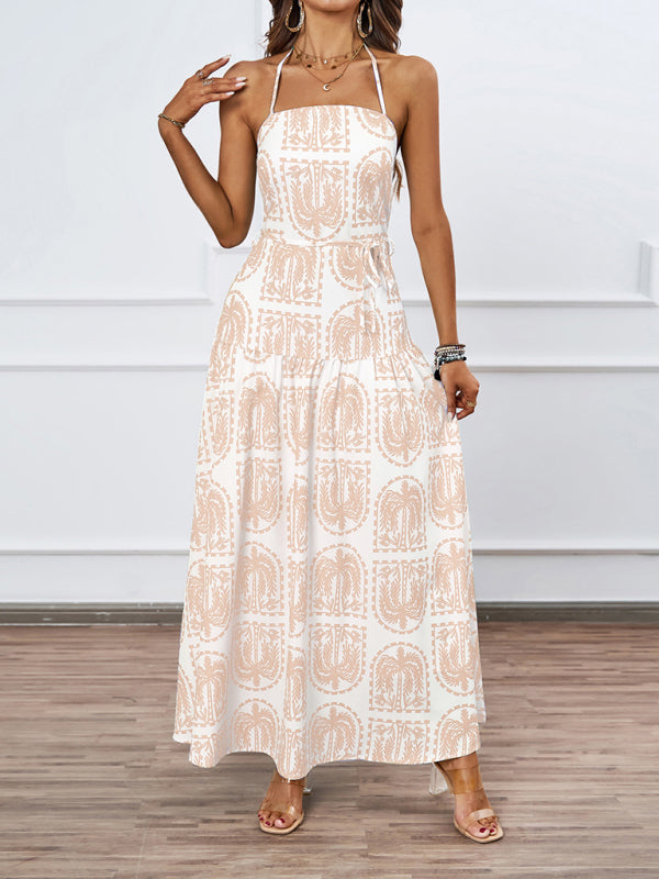 Casual Dresses - Casual Summer Halter Mid-Calf Dress