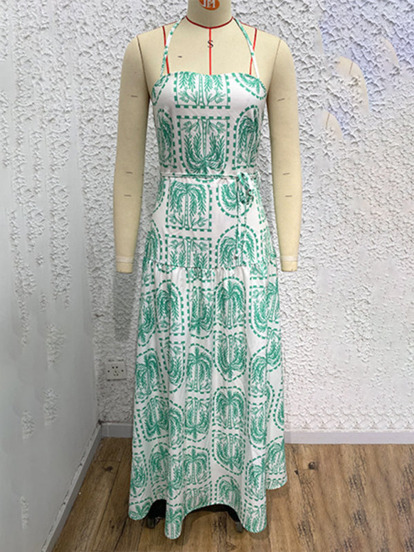 Casual Dresses - Casual Summer Halter Mid-Calf Dress