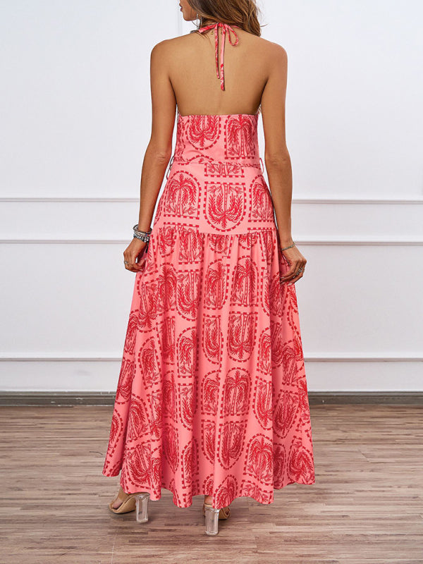 Casual Dresses - Casual Summer Halter Mid-Calf Dress