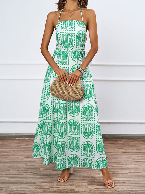 Casual Dresses - Casual Summer Halter Mid-Calf Dress