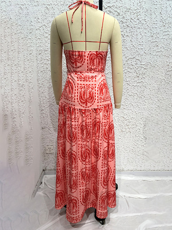 Casual Dresses - Casual Summer Halter Mid-Calf Dress