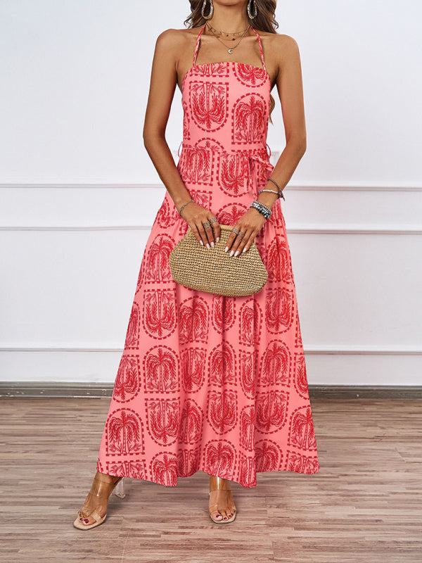 Casual Dresses - Casual Summer Halter Mid-Calf Dress