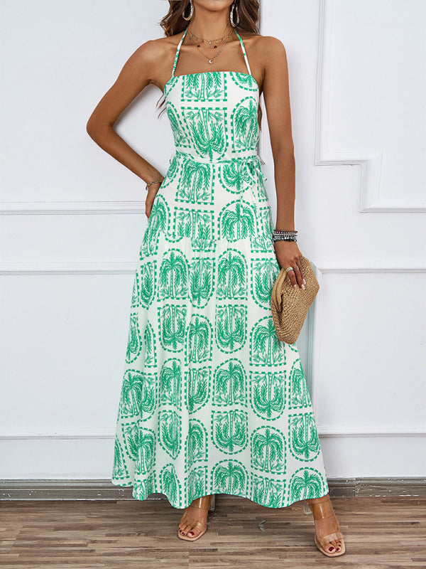 Casual Dresses - Casual Summer Halter Mid-Calf Dress