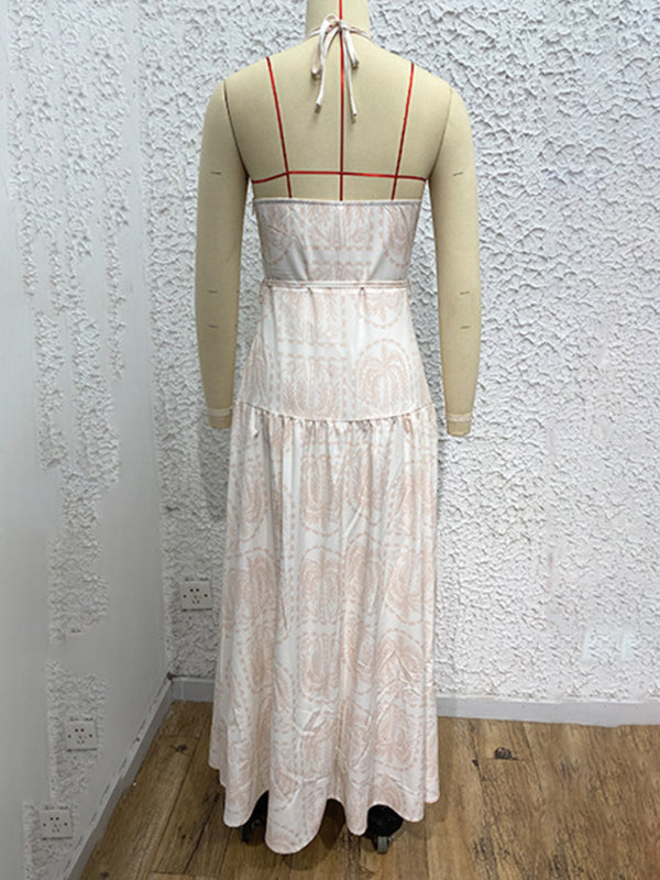 Casual Dresses - Casual Summer Halter Mid-Calf Dress