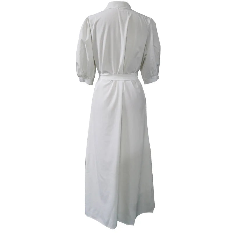 Casual Dresses - Casual Vacation Midi Dress with Belted Waist