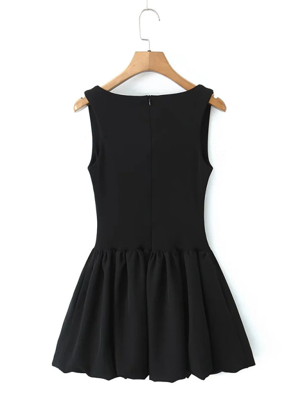 Casual Dresses - Pink Square Neck Fit-and-Flare Mini Dress