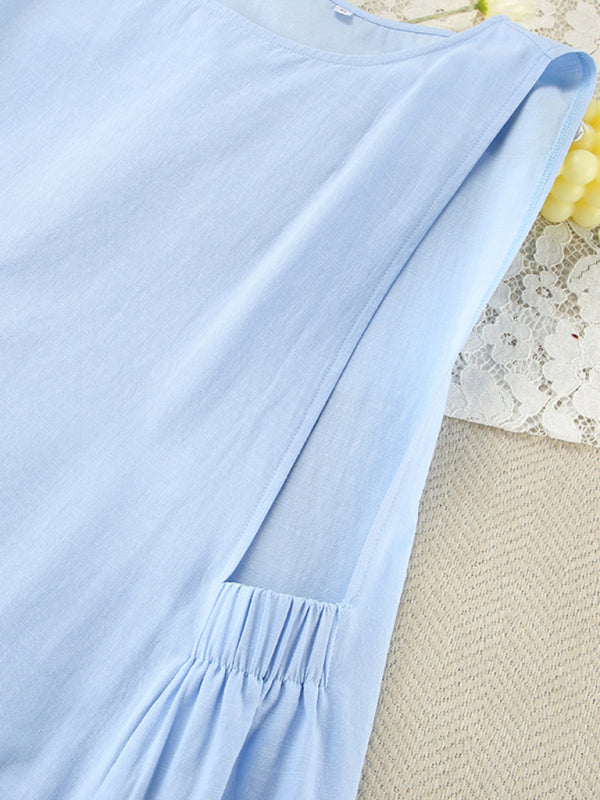 Casual Dresses - Women's Lounge Cotton Dress with Pockets