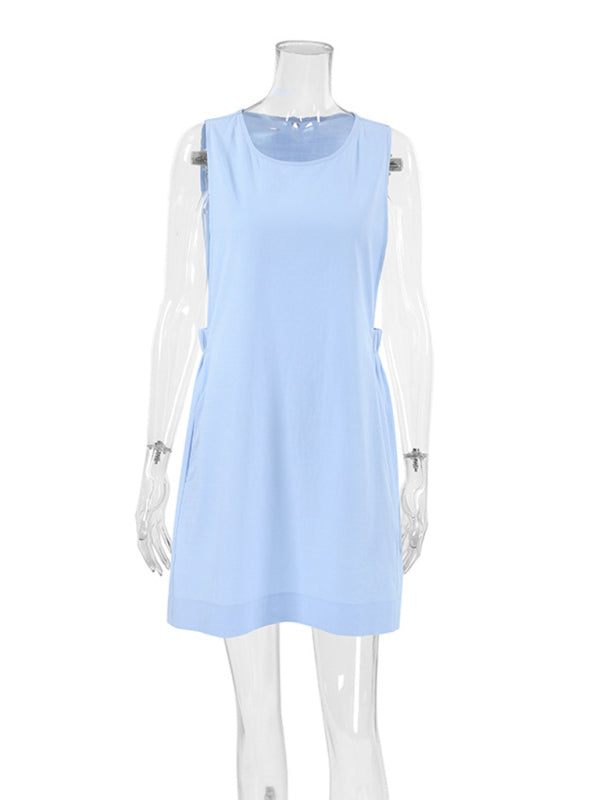 Casual Dresses - Women's Lounge Cotton Dress with Pockets