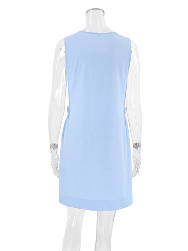 Casual Dresses - Women's Lounge Cotton Dress with Pockets