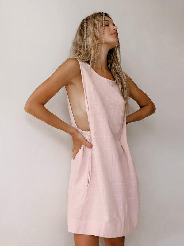 Casual Dresses - Women's Lounge Cotton Dress with Pockets