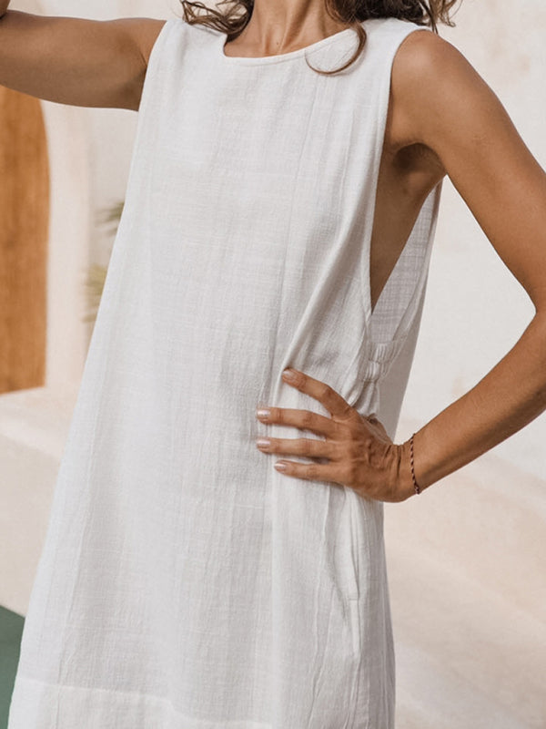 Casual Dresses - Women's Lounge Cotton Dress with Pockets