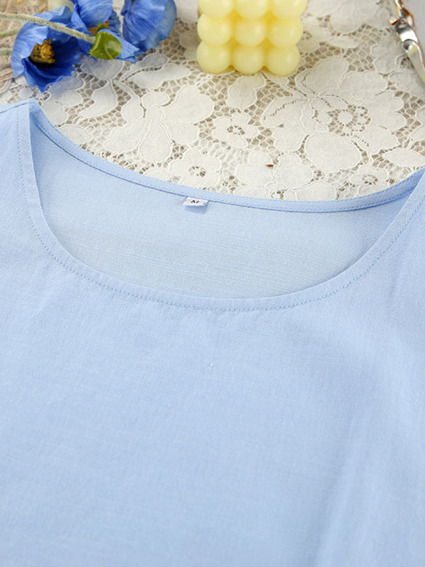 Casual Dresses - Women's Lounge Cotton Dress with Pockets
