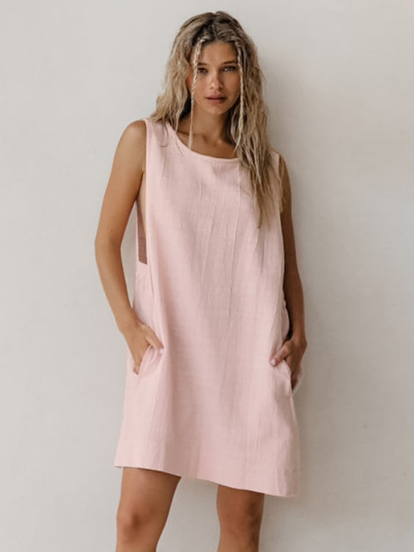 Casual Dresses - Women's Lounge Cotton Dress with Pockets