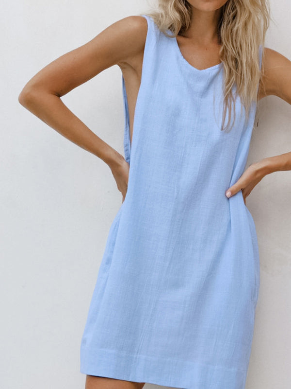 Casual Dresses - Women's Lounge Cotton Dress with Pockets