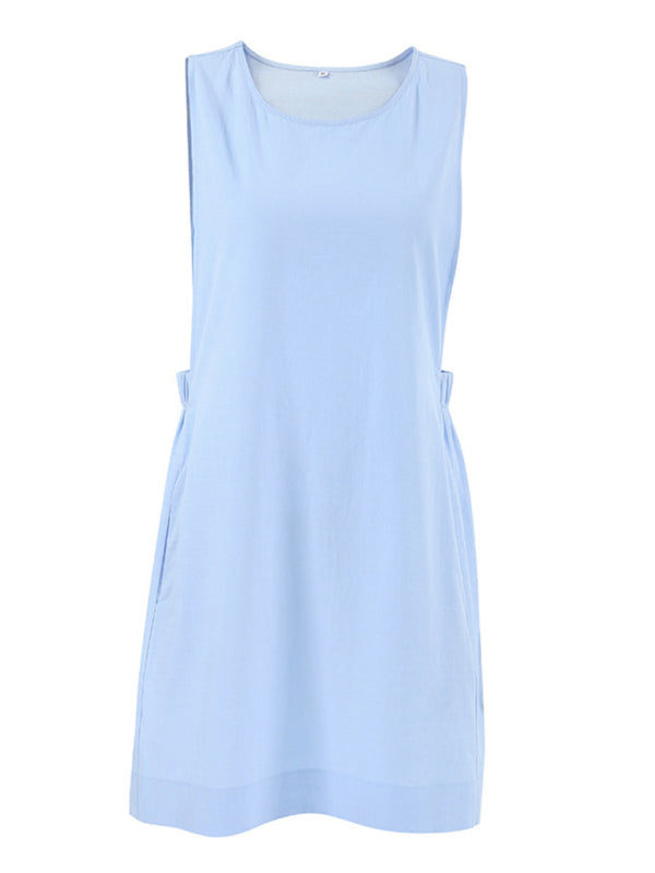 Casual Dresses - Women's Lounge Cotton Dress with Pockets