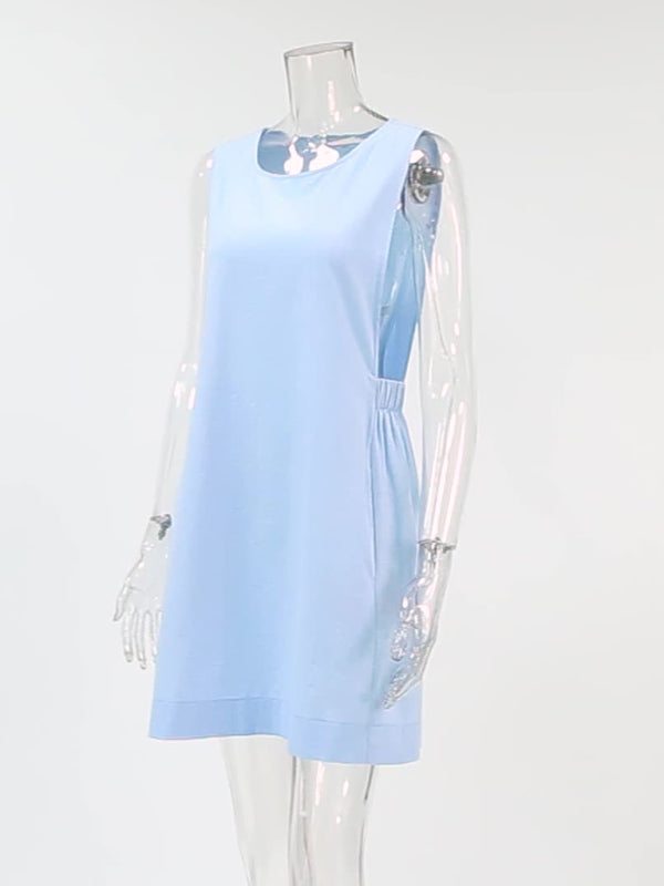 Casual Dresses - Women's Lounge Cotton Dress with Pockets