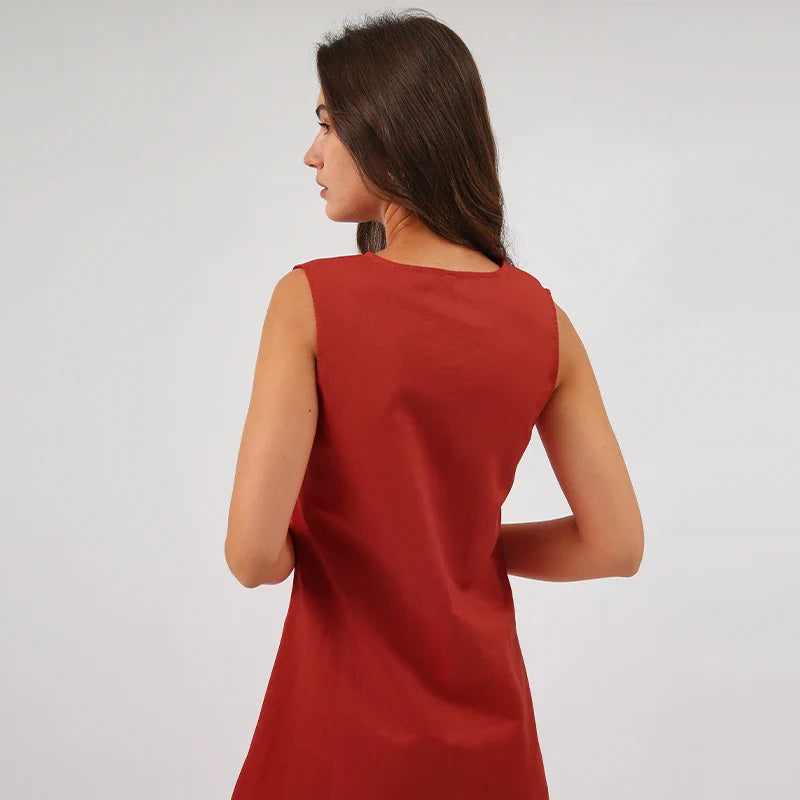 Sleeveless V-Neck A-Line Dress for Outdoor Festivities