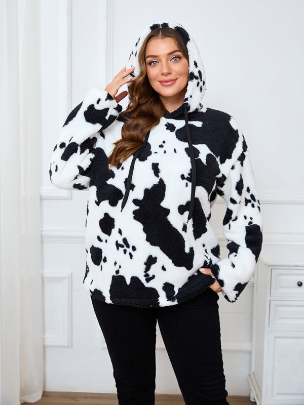 Casual Hoodies - Women's Plus Size Plush Teddy Bear Fleece Hoodie