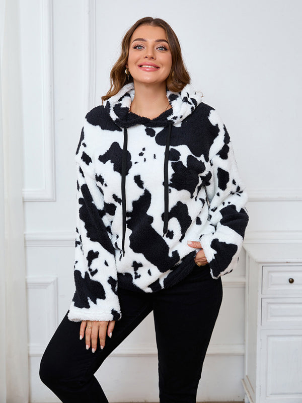 Casual Hoodies - Women's Plus Size Plush Teddy Bear Fleece Hoodie