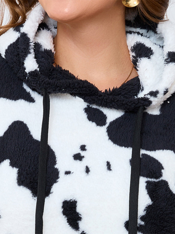 Casual Hoodies - Women's Plus Size Plush Teddy Bear Fleece Hoodie