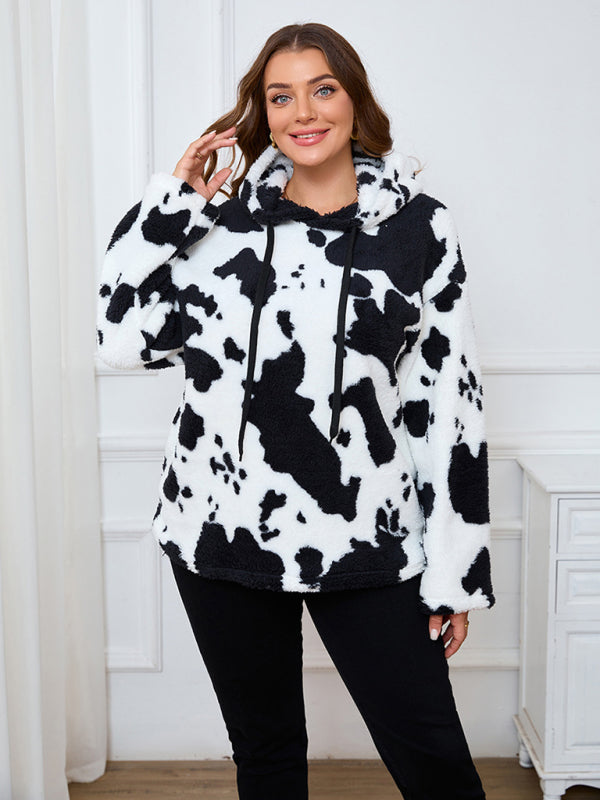 Casual Hoodies - Women's Plus Size Plush Teddy Bear Fleece Hoodie