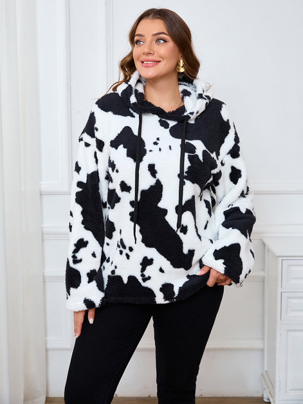 Casual Hoodies - Women's Plus Size Plush Teddy Bear Fleece Hoodie
