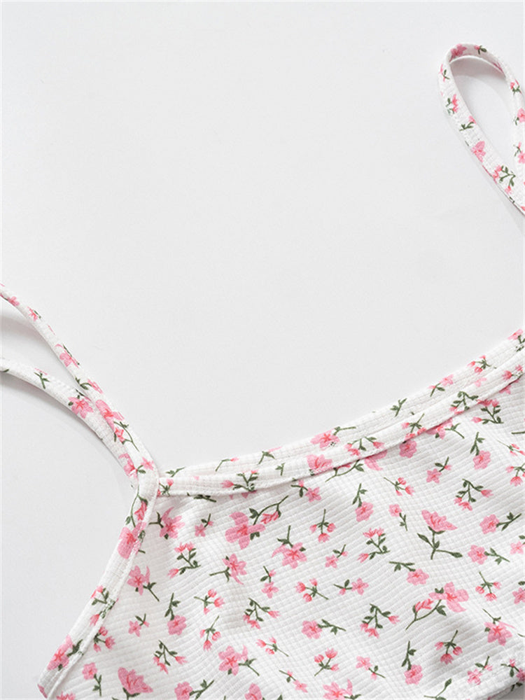 Casual Outfits - Floral Lounge Outfit Boyshorts and Top for Women