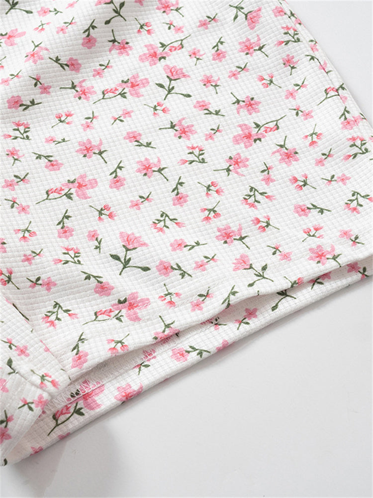 Casual Outfits - Floral Lounge Outfit Boyshorts and Top for Women