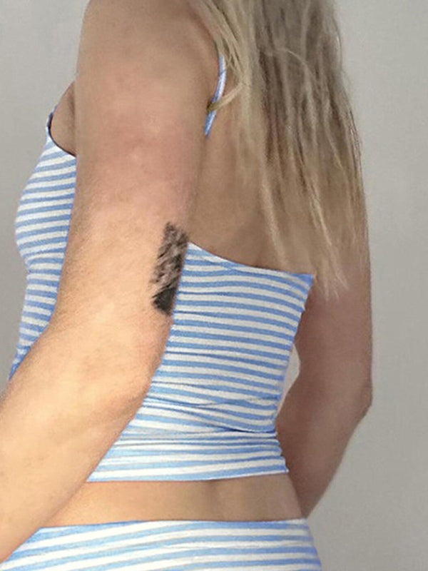 Casual Tops - Women's Pink Striped Fitted Cami Top