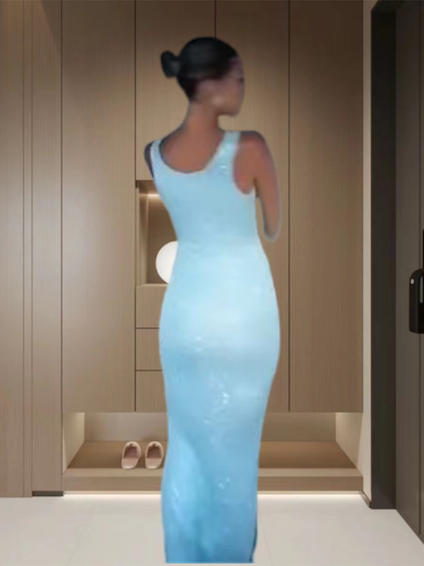 Clubbing Dresses- Women's Sleeveless Sparkle Knit Bodycon Long Dress- - Pekosa Women Fashion