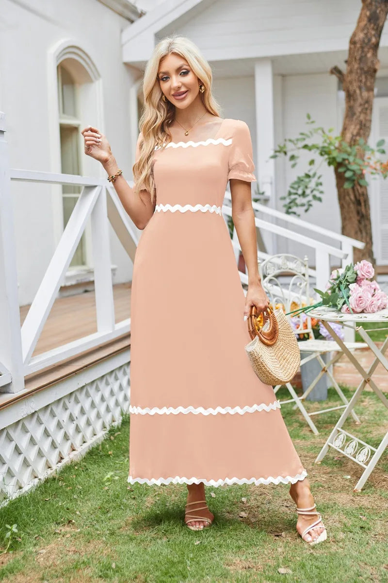 Cocktail Dresses- Square Neck Cocktail Dress for Formal Events- - Pekosa Women Fashion