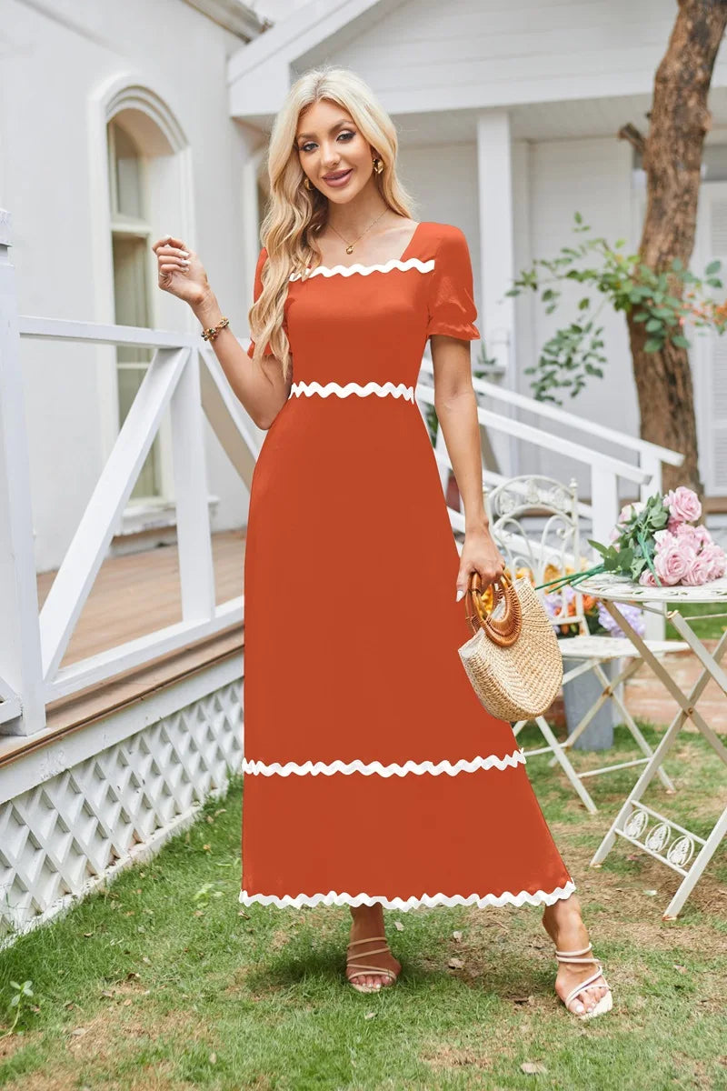 Cocktail Dresses- Square Neck Cocktail Dress for Formal Events- - Pekosa Women Fashion
