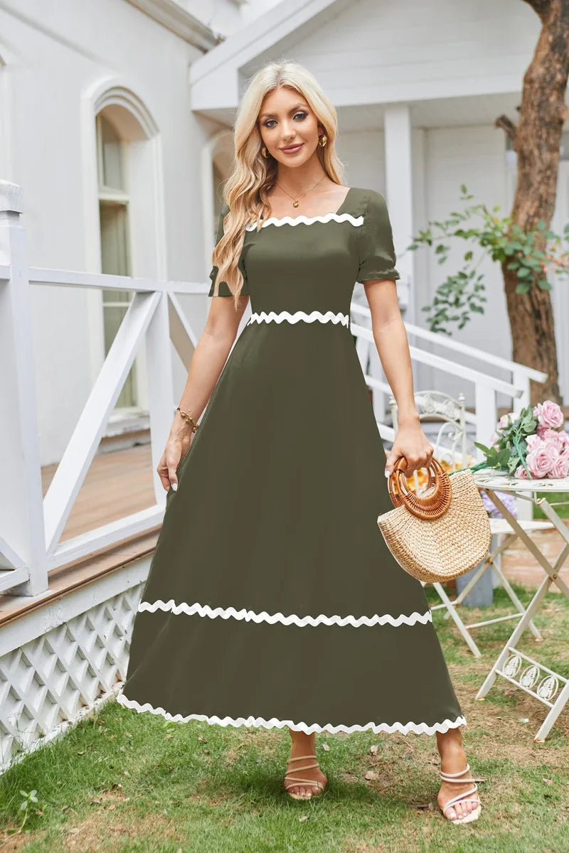 Cocktail Dresses- Square Neck Cocktail Dress for Formal Events- - Pekosa Women Fashion