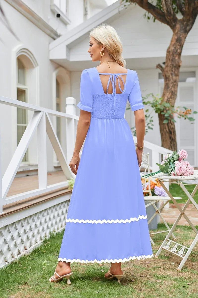 Cocktail Dresses- Square Neck Cocktail Dress for Formal Events- - Pekosa Women Fashion