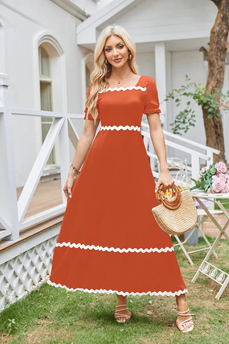 Cocktail Dresses- Square Neck Cocktail Dress for Formal Events- - Pekosa Women Fashion