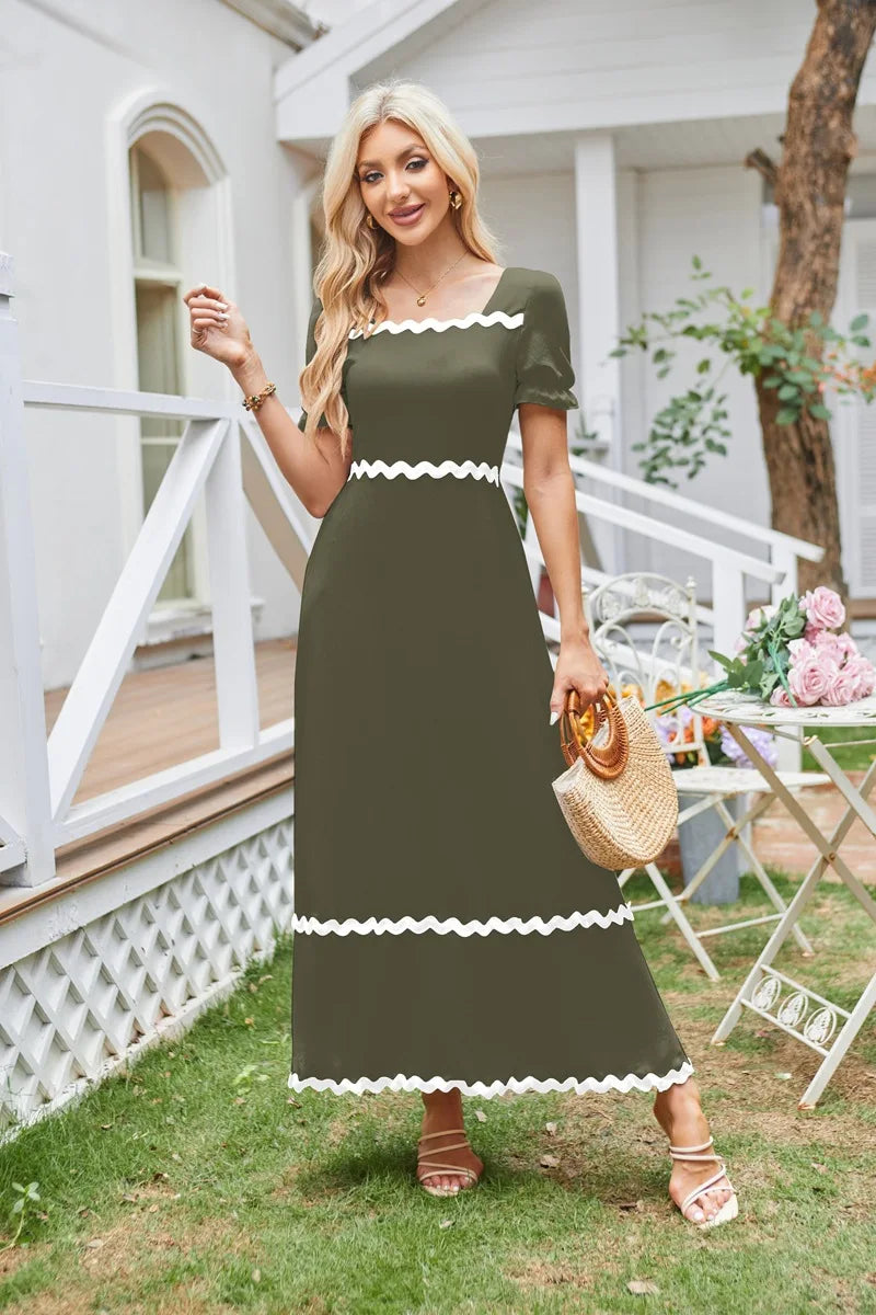 Cocktail Dresses- Square Neck Cocktail Dress for Formal Events- - Pekosa Women Fashion