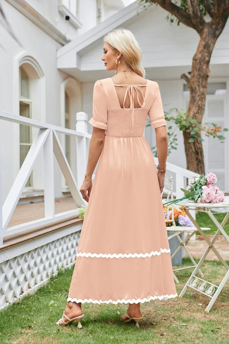 Cocktail Dresses- Square Neck Cocktail Dress for Formal Events- - Pekosa Women Fashion