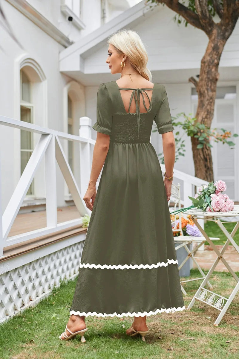 Cocktail Dresses- Square Neck Cocktail Dress for Formal Events- - Pekosa Women Fashion