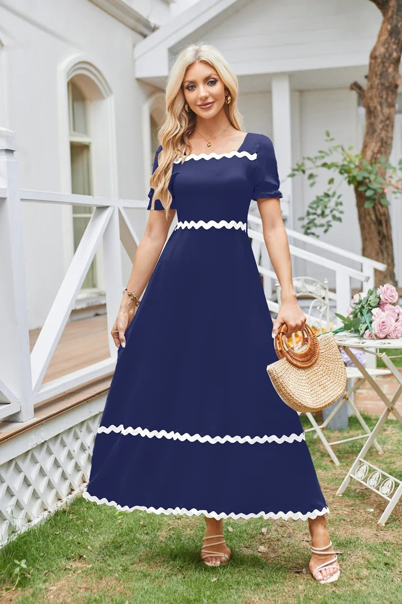 Cocktail Dresses- Square Neck Cocktail Dress for Formal Events- - Pekosa Women Fashion