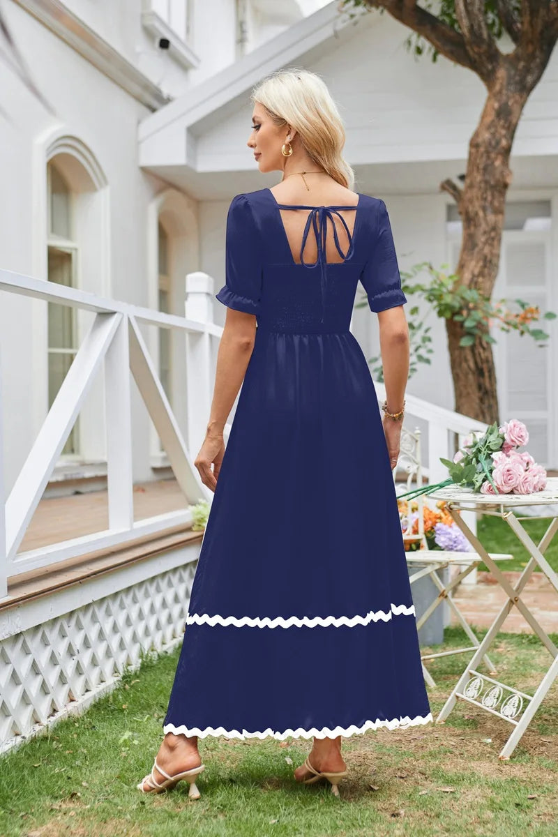 Cocktail Dresses- Square Neck Cocktail Dress for Formal Events- - Pekosa Women Fashion