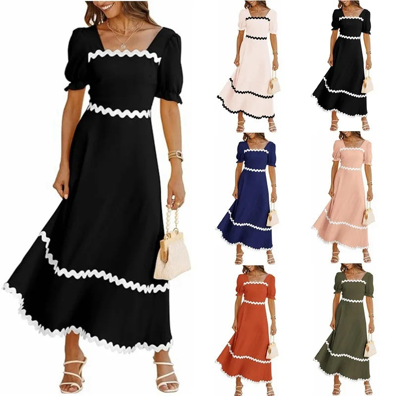 Cocktail Dresses- Square Neck Cocktail Dress for Formal Events- - Pekosa Women Fashion