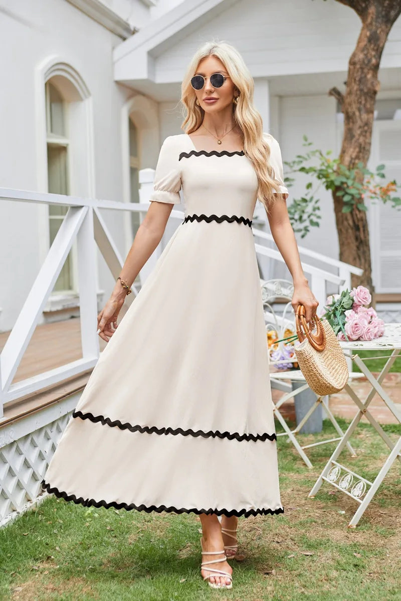 Cocktail Dresses- Square Neck Cocktail Dress for Formal Events- - Pekosa Women Fashion