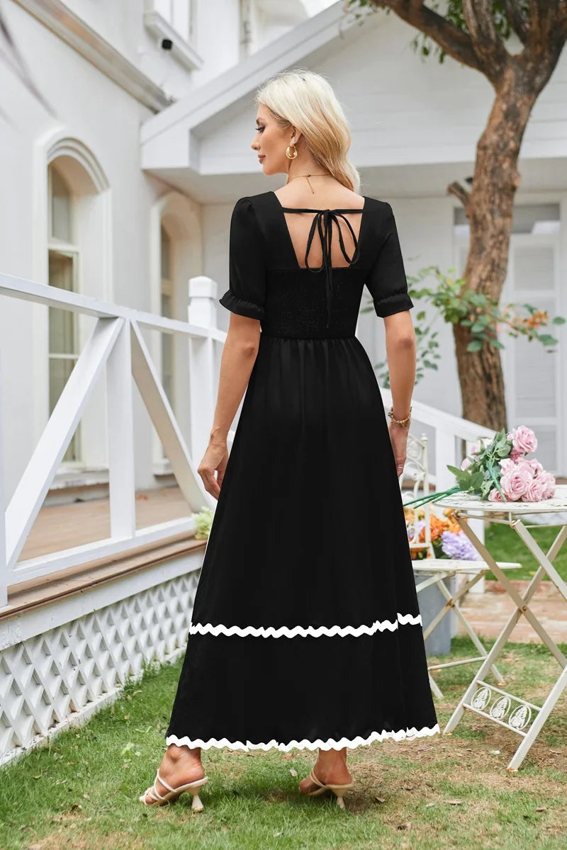 Cocktail Dresses- Square Neck Cocktail Dress for Formal Events- - Pekosa Women Fashion