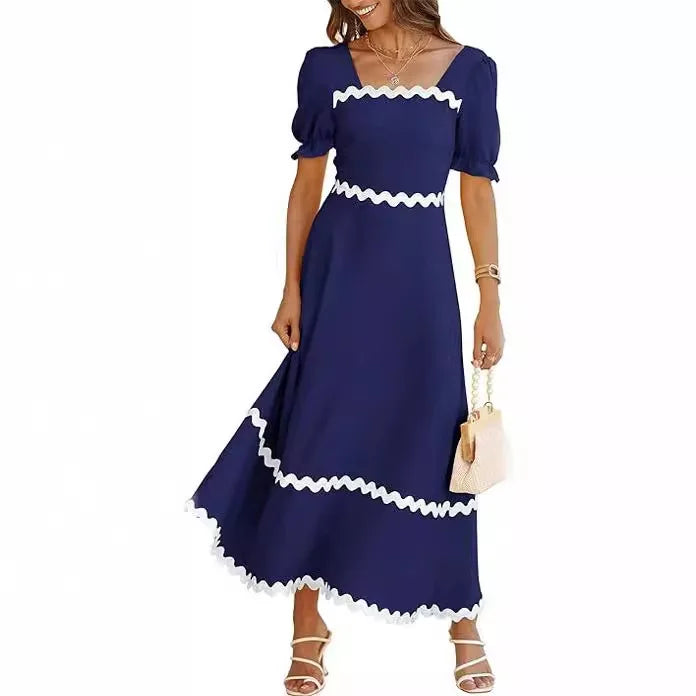 Cocktail Dresses- Square Neck Cocktail Dress for Formal Events- - Pekosa Women Fashion