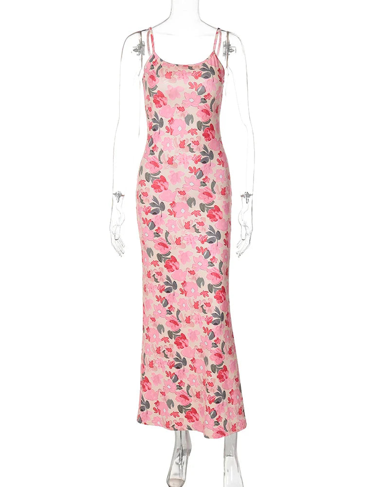 Cocktail Dresses- Floral Cami Slip Maxi Dress for Summer Parties- - Pekosa Women Fashion